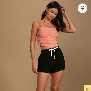 Lulus Make It Better Black Drawstring Lounge Short